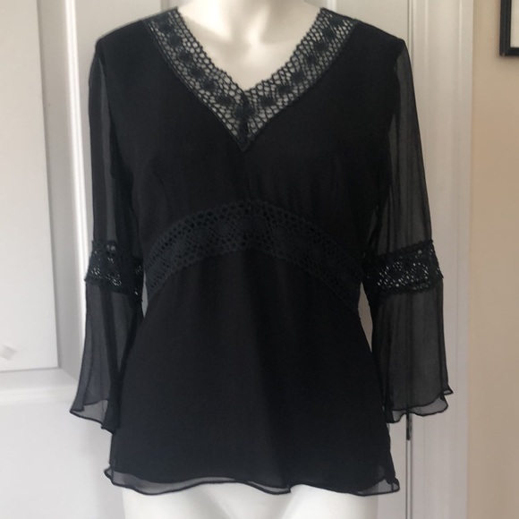 Spenser Jeremy Silk Top with Crochet Trim - Picture 3 of 6